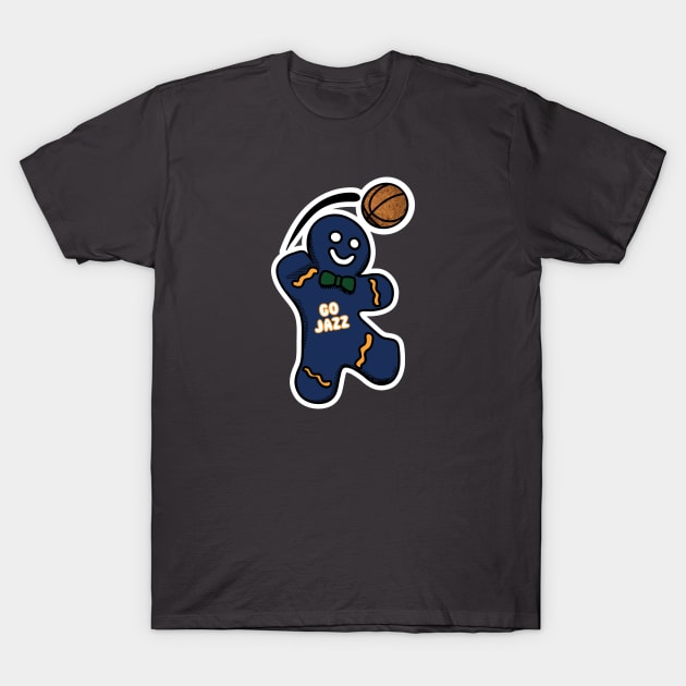 Utah Jazz Gingerbread Man T-Shirt by Rad Love